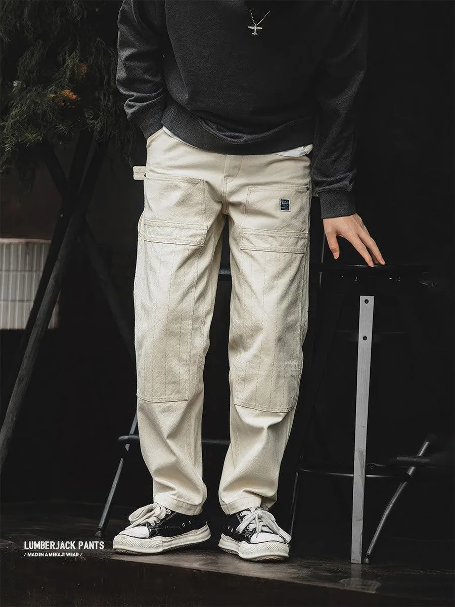 Retro White Lumberjack Pants