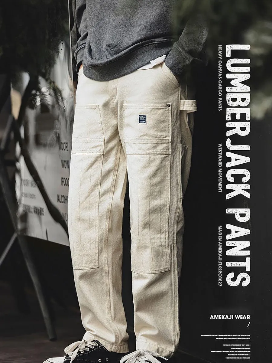 Retro White Lumberjack Pants
