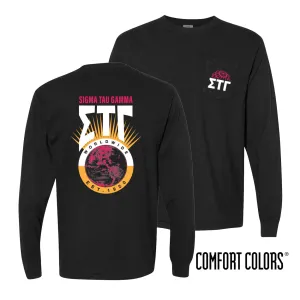 Sig Tau Comfort Colors Retro Worldwide Long Sleeve Tee