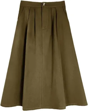Solid Color Warm Thick Autumn Winter Vintage Skirt Women Party Long Midi Skirts with Pockets