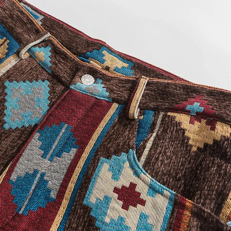 Street Ethnic Jacquard Casual Pants