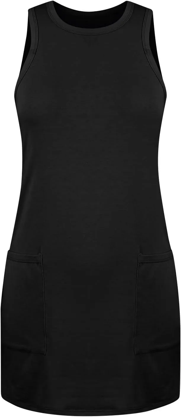 Summer Dresses for Women 2024 Trendy Scoop Neck Tank Dress Sleeveless Dressy Casual Sundress with Pocket