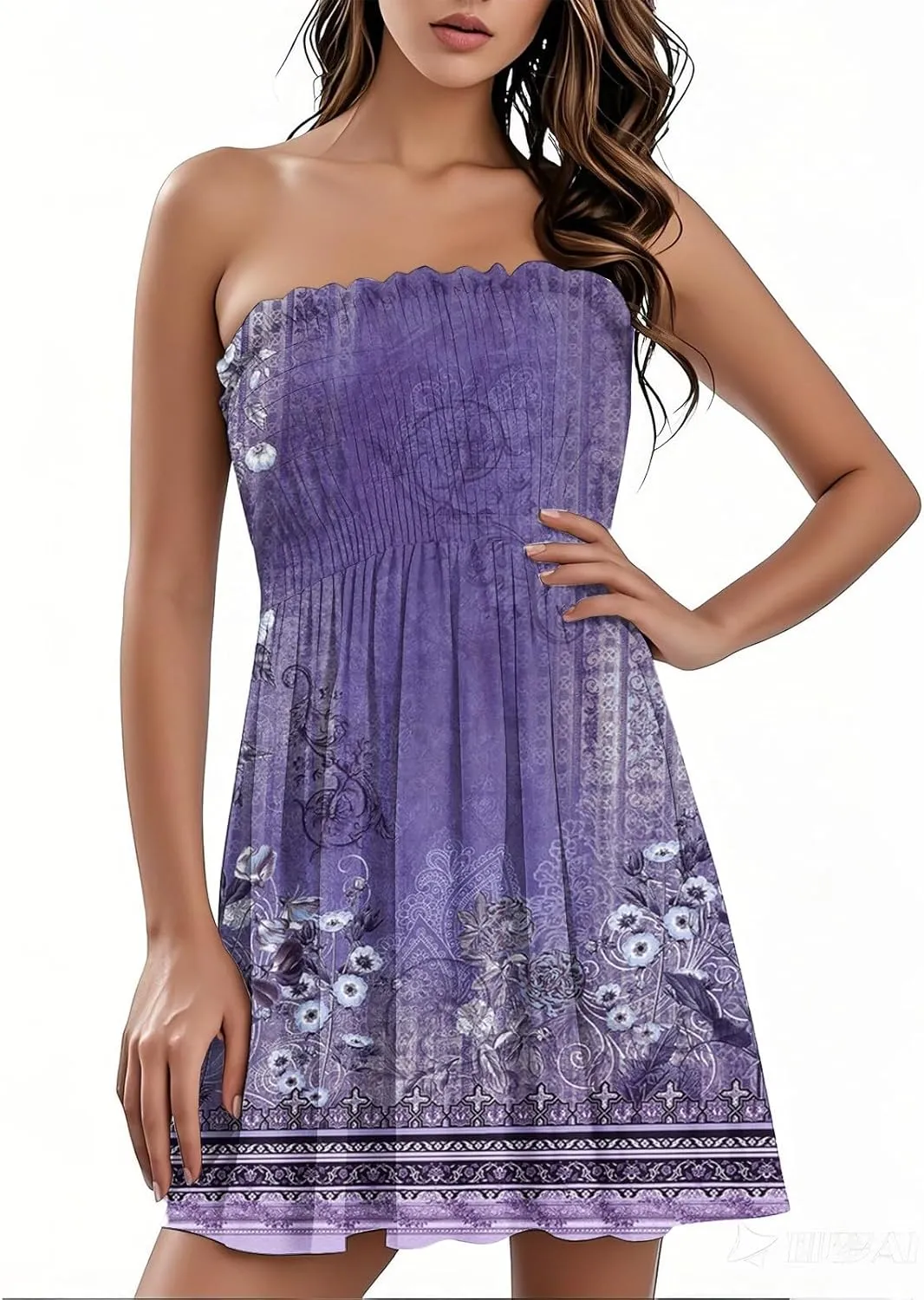 Summer Dresses for Women 2025 Plus Size Strapless Sundress Wedding Guest Dress & Vacation Cover Up Slimming Waist