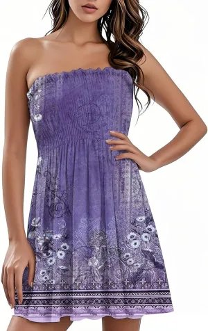 Summer Dresses for Women 2025 Plus Size Strapless Sundress Wedding Guest Dress & Vacation Cover Up Slimming Waist