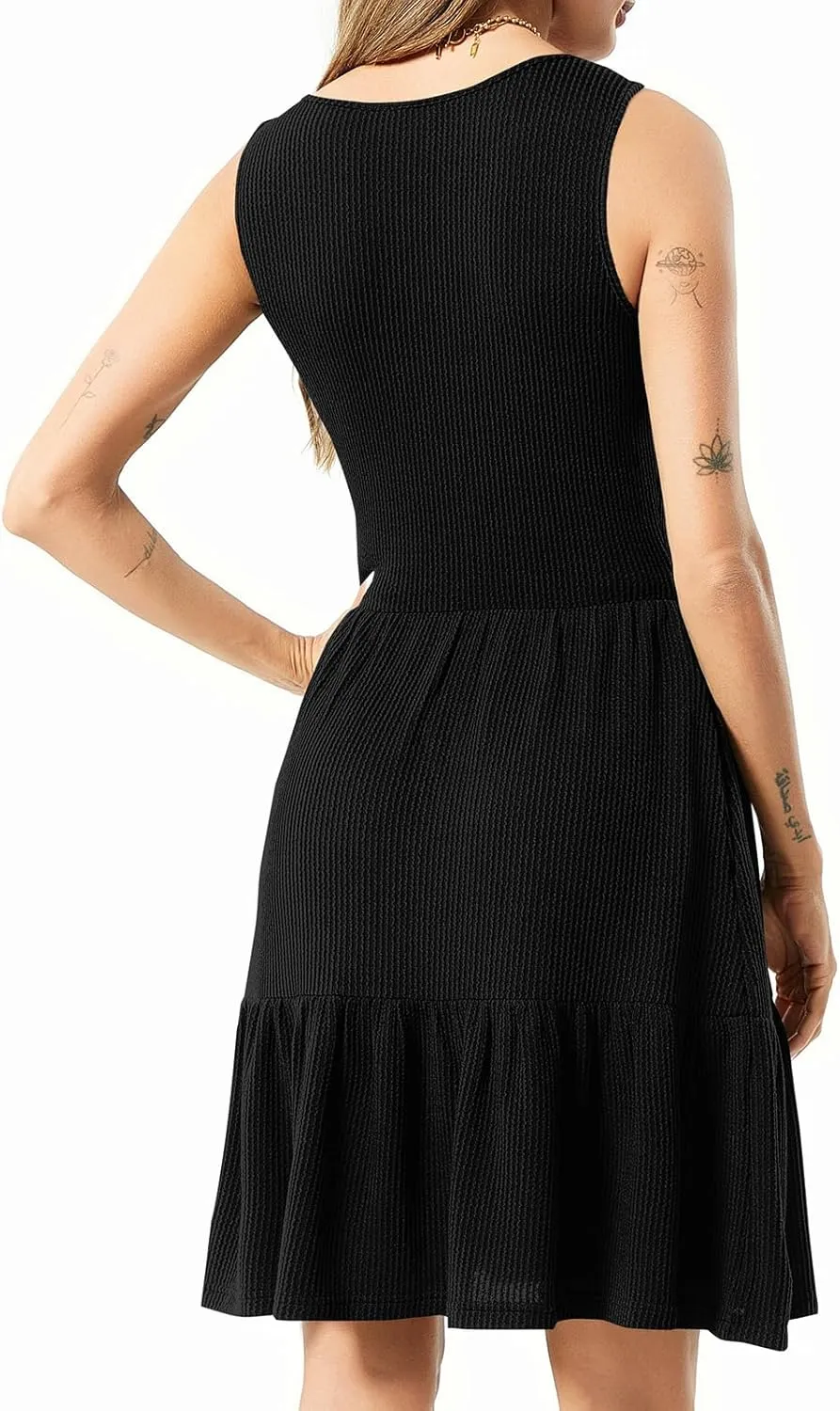 Summer Dresses for Women Casual Sleeveless Tank Work Dress Flowy Tiered Beach Midi Dress Womens Sundress with Pockets