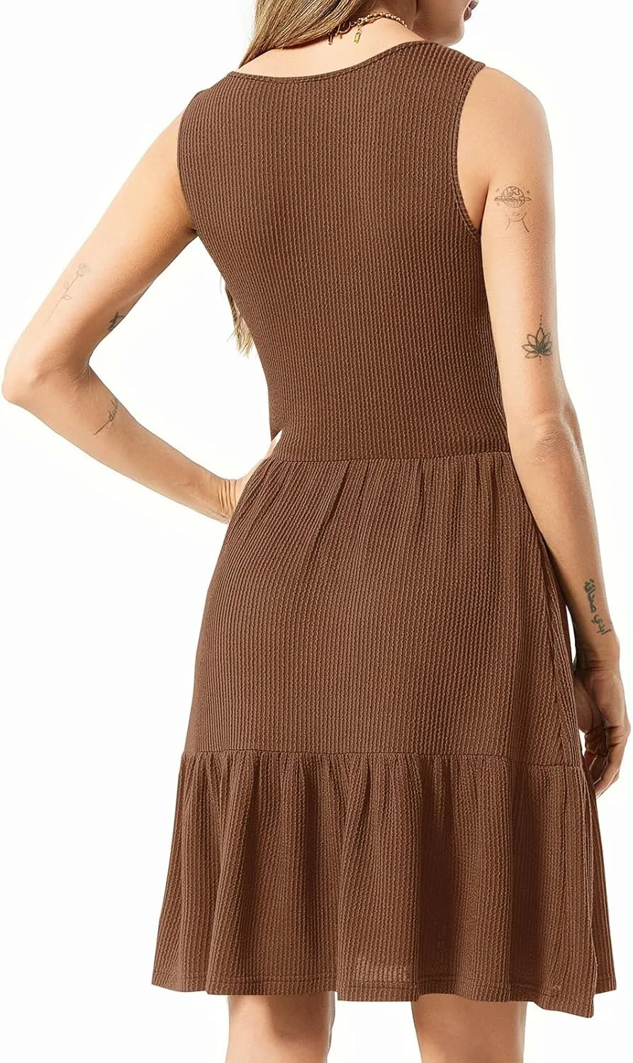 Summer Dresses for Women Casual Sleeveless Tank Work Dress Flowy Tiered Beach Midi Dress Womens Sundress with Pockets