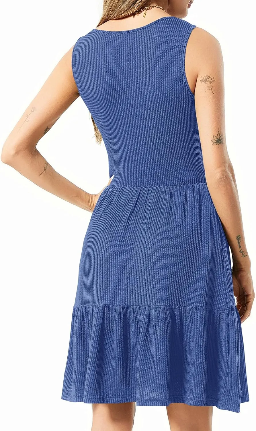 Summer Dresses for Women Casual Sleeveless Tank Work Dress Flowy Tiered Beach Midi Dress Womens Sundress with Pockets