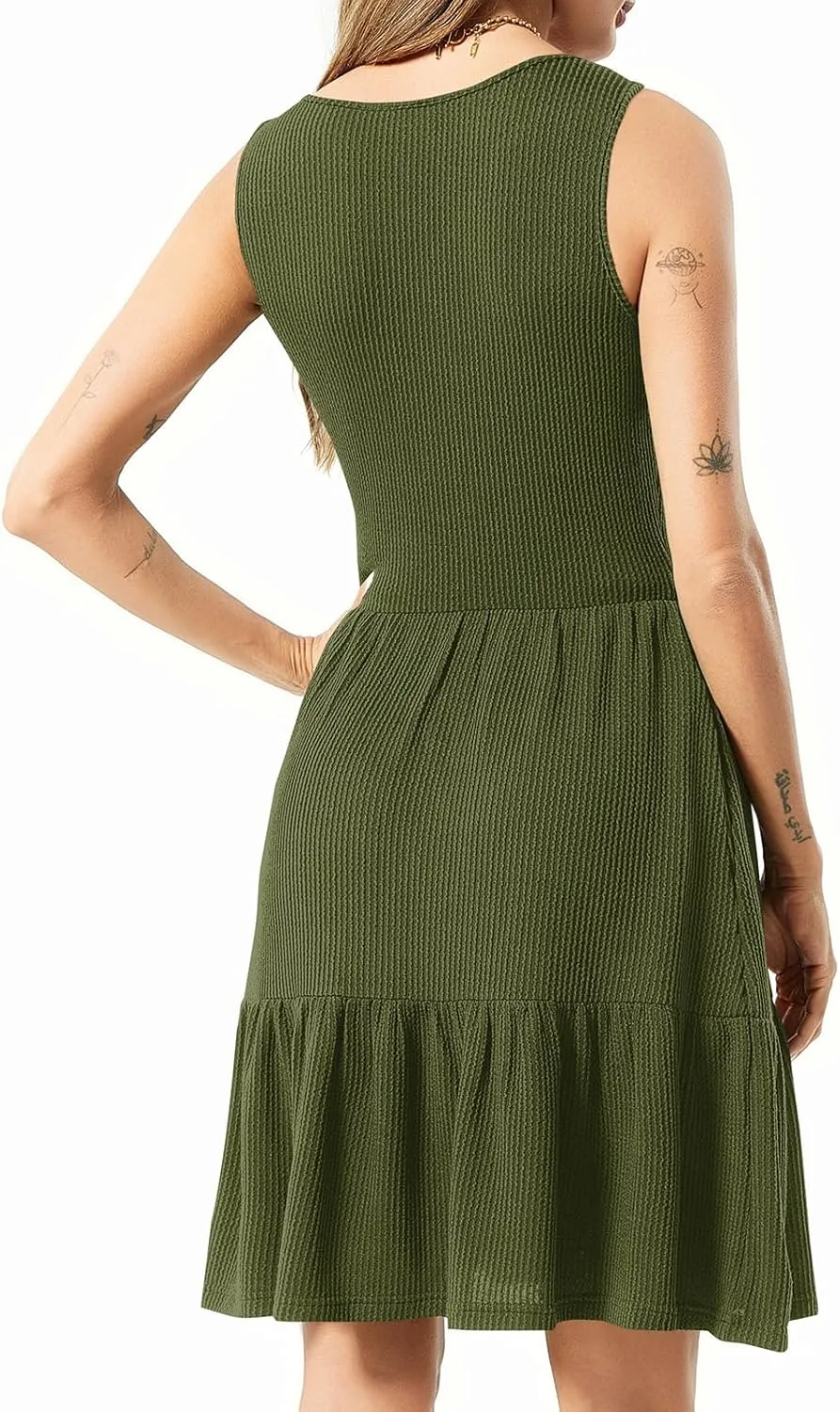 Summer Dresses for Women Casual Sleeveless Tank Work Dress Flowy Tiered Beach Midi Dress Womens Sundress with Pockets