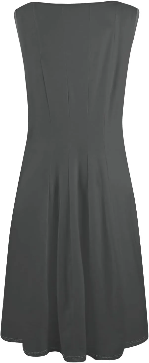 Sundresses for Women Sleeveless Tank Dress Casual Summer Flowy A Line Pleated Midi Dresses Sundress with Pockets