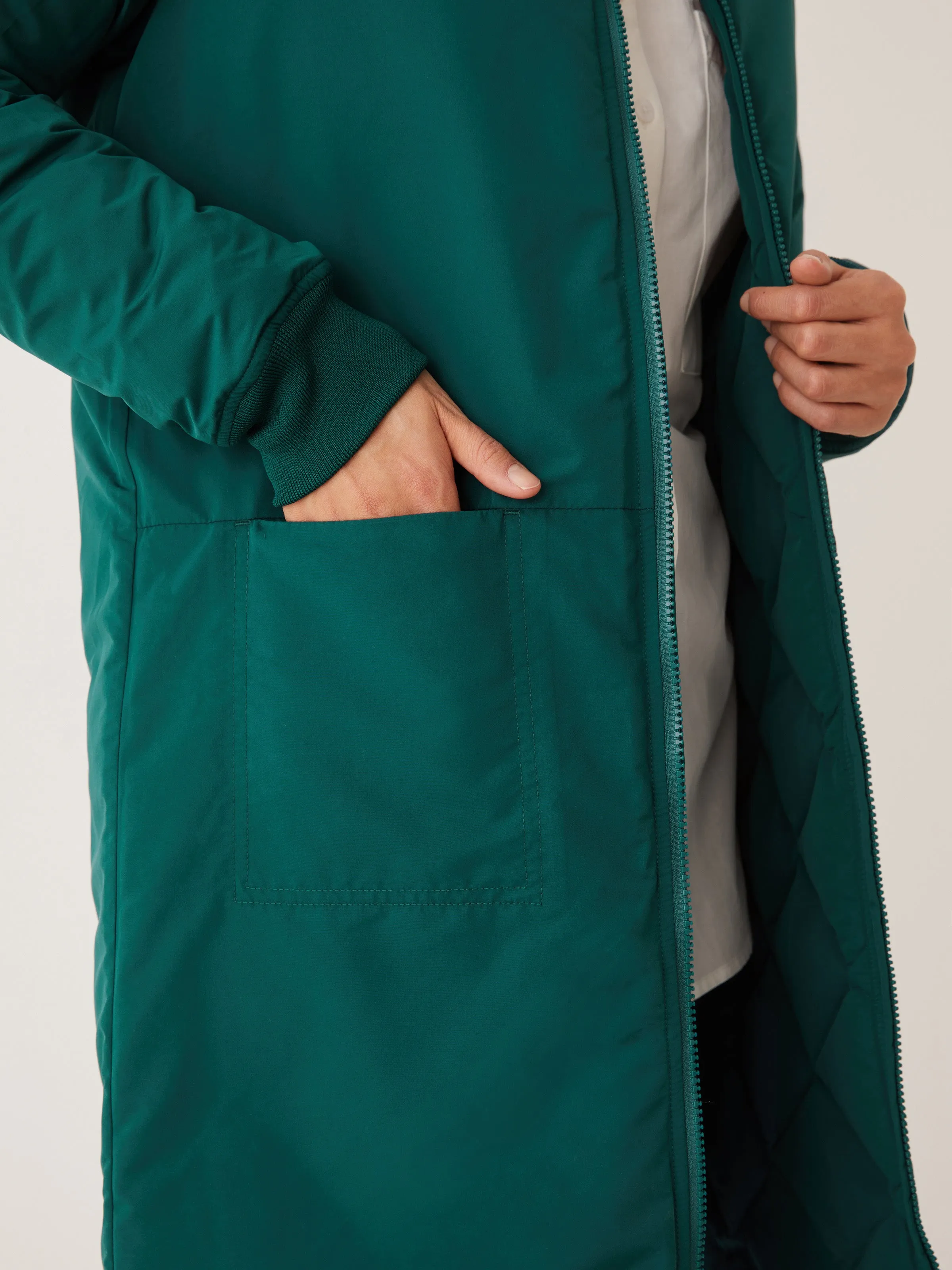 The Skyline Reversible Maxi Bomber in Deep Teal