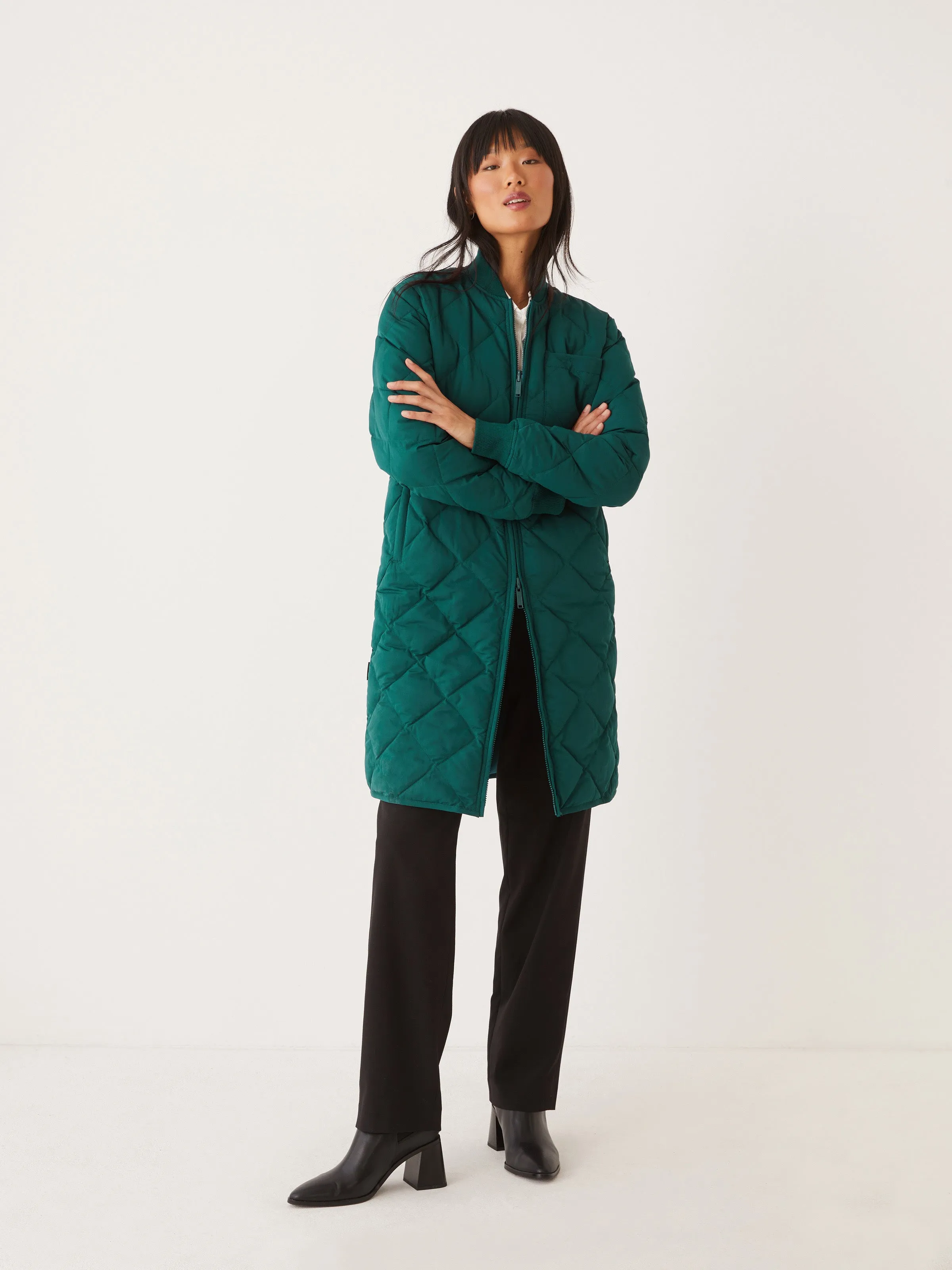 The Skyline Reversible Maxi Bomber in Deep Teal
