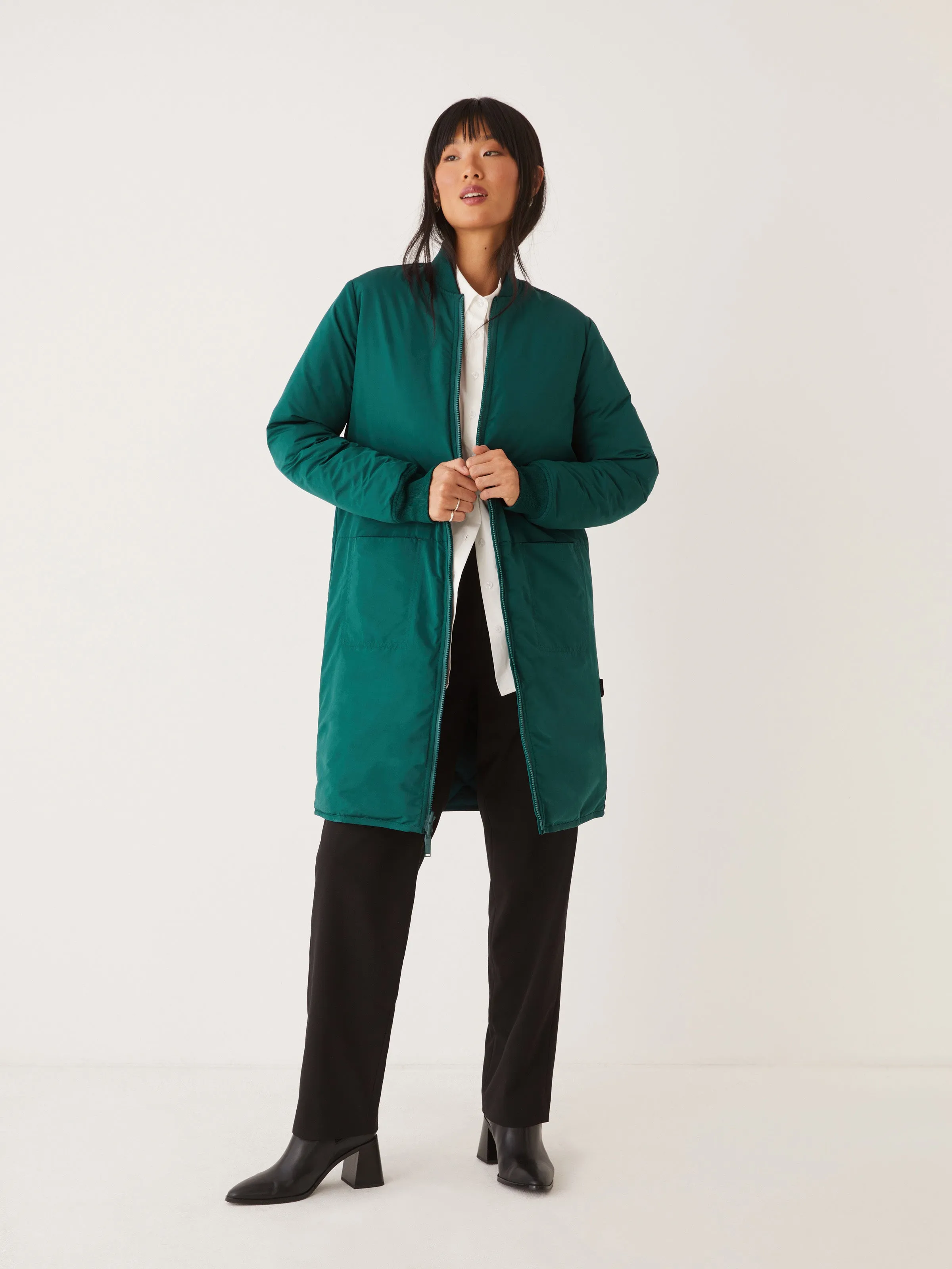 The Skyline Reversible Maxi Bomber in Deep Teal