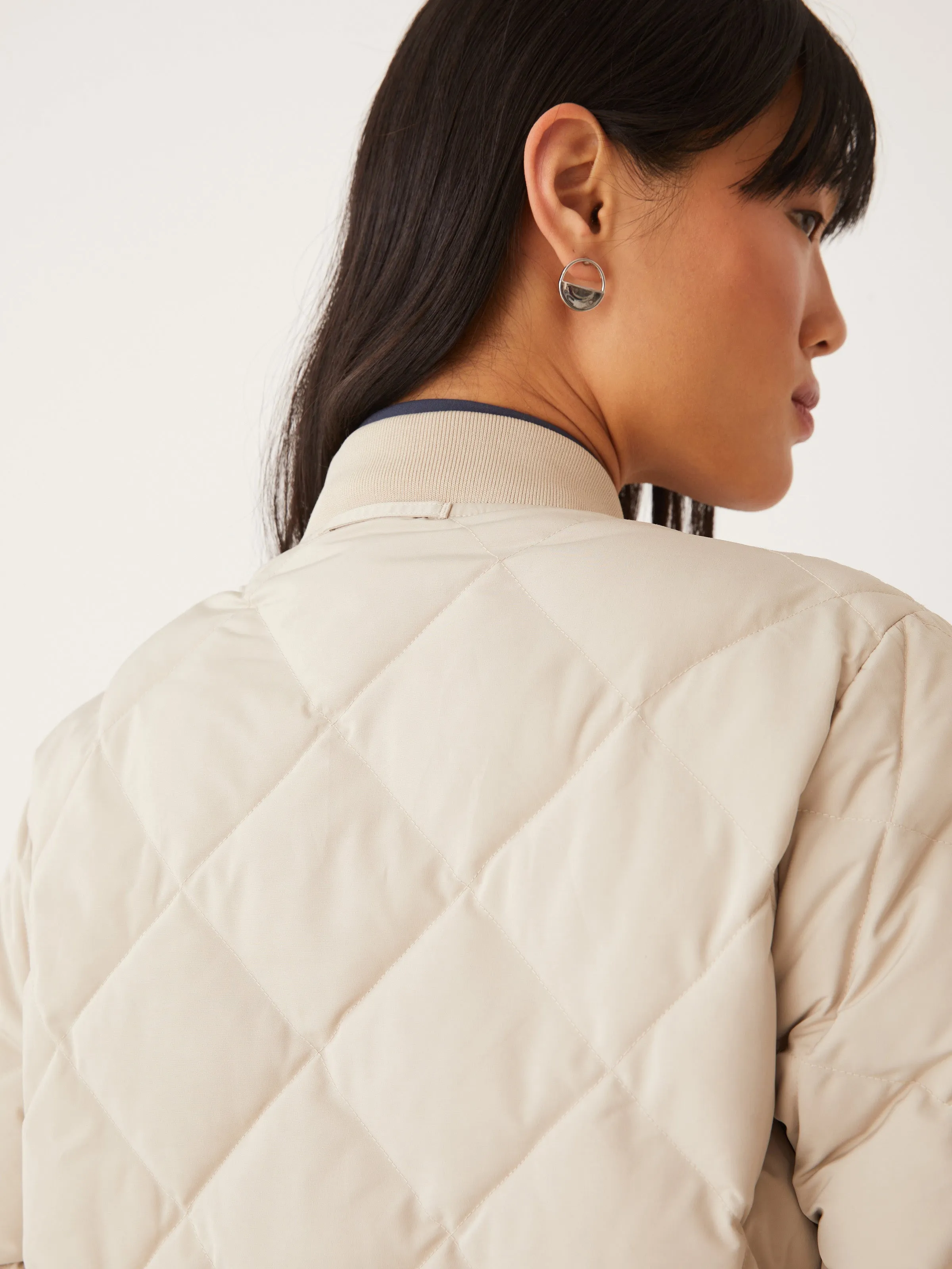The Skyline Reversible Maxi Bomber in Feather Grey
