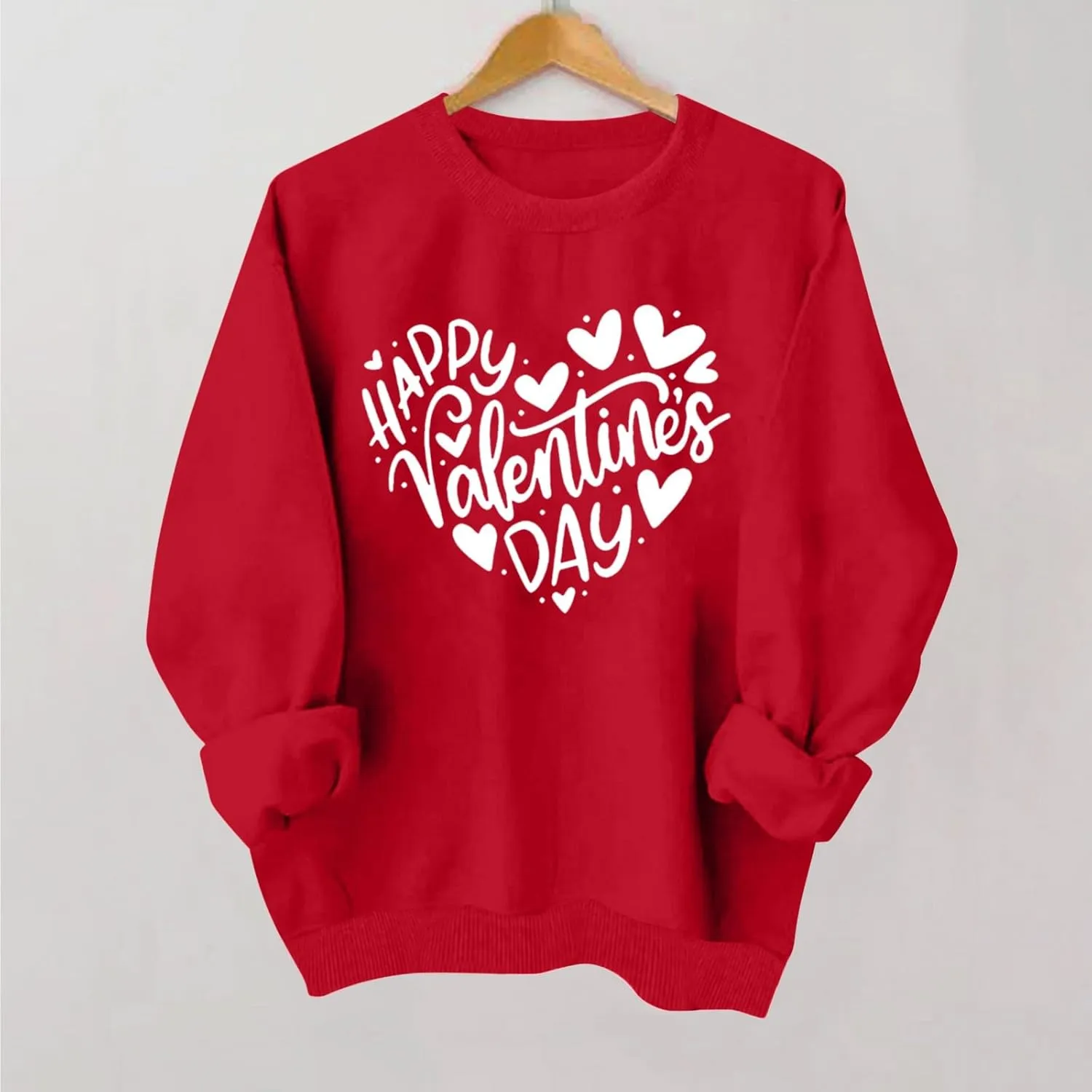 Valentines Sweatshirts for Women Oversized Long Sleeve Sweater Love Heart Graphic Sweatshirt Crewneck Pullover