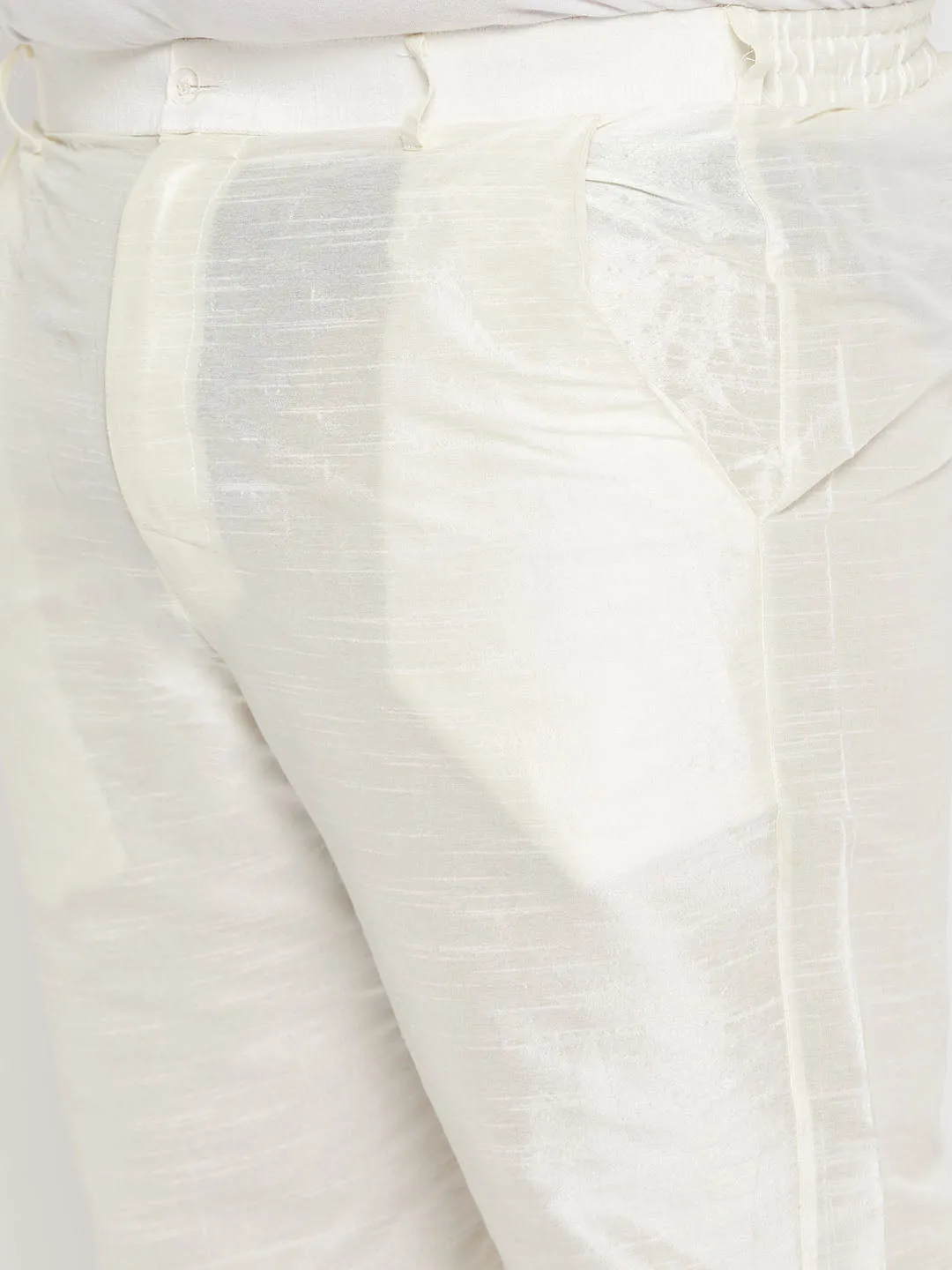 VASTRAMAY Cream Men's Ethnic Jacket Set