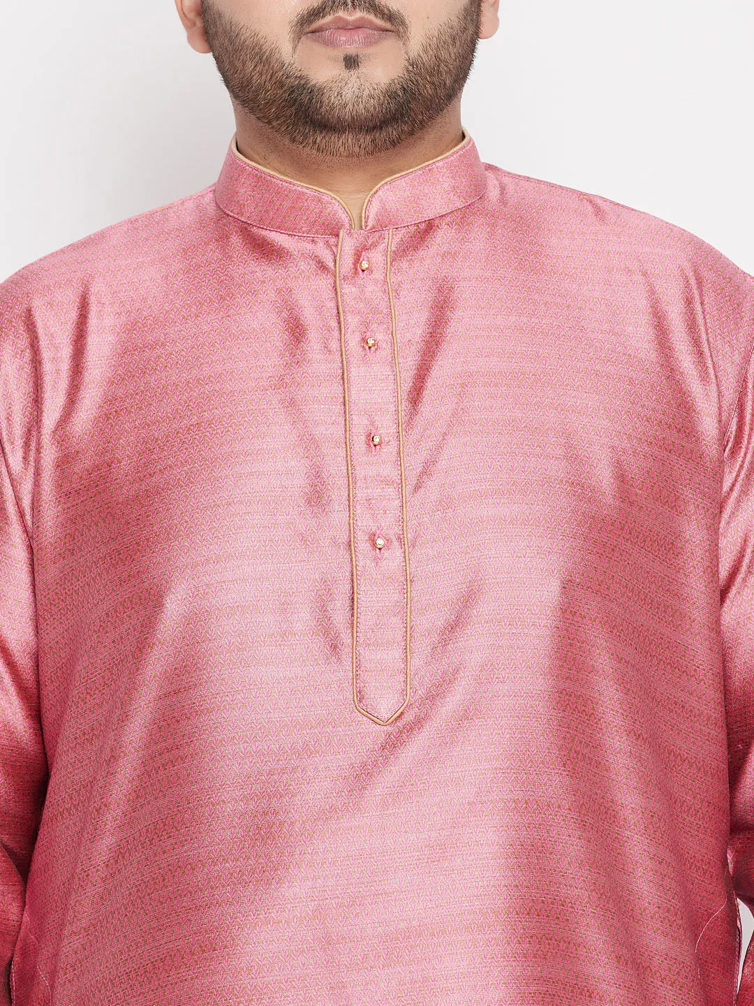 VASTRAMAY Men's Pink Kurta & Dhoti Set