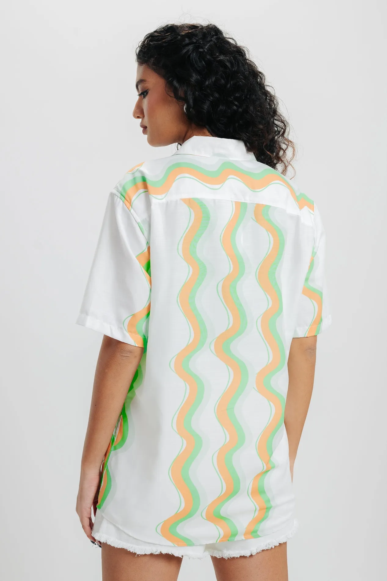 White Abstract Print Shirt