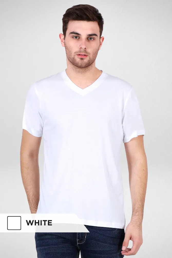 White and Grey Melange V Neck T-Shirts Combo for Men