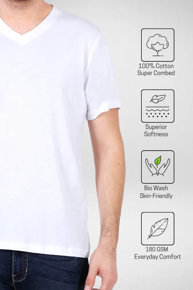 White and Grey Melange V Neck T-Shirts Combo for Men