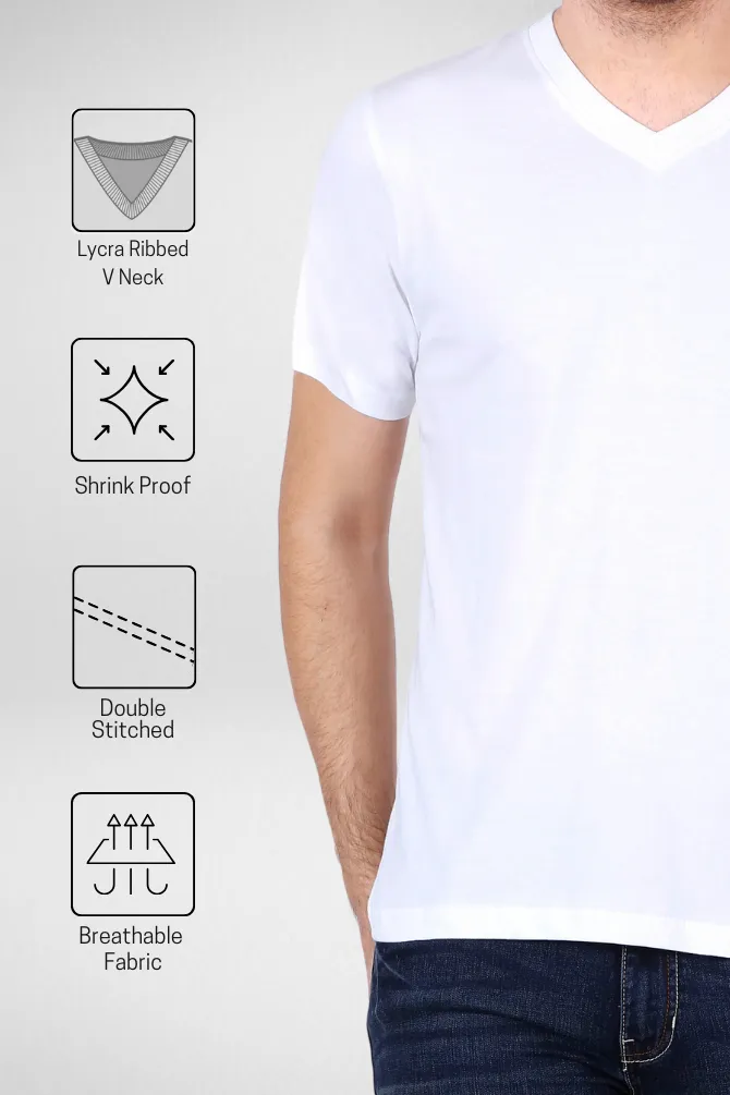 White and Grey Melange V Neck T-Shirts Combo for Men