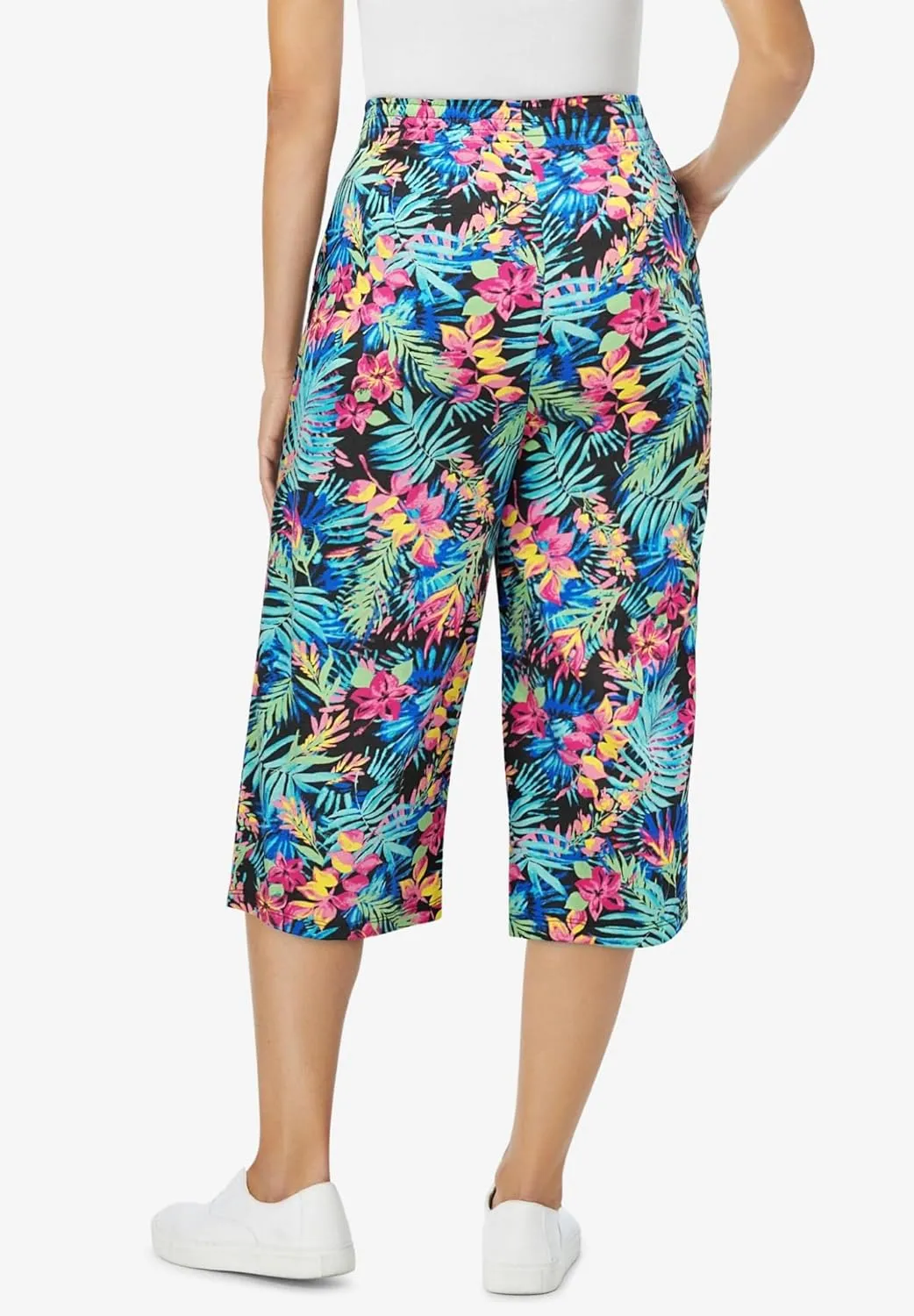 Woman Within Plus Size Elastic-Waist Knit Capri Pant