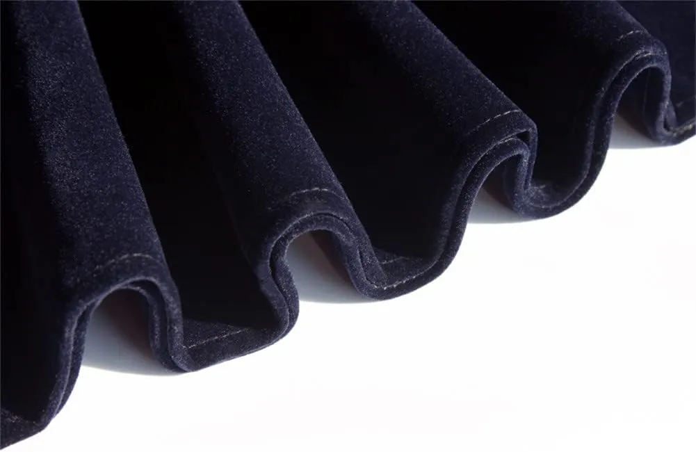 Women Autumn Winter Skirts with Pockets A Line Retro Vintage High Waist Long Midi Velour Skirt