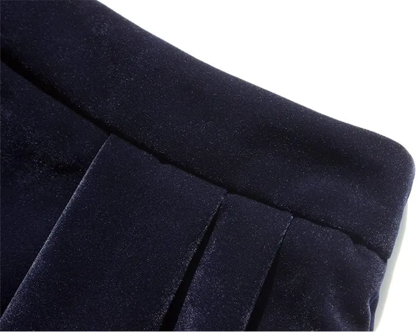 Women Autumn Winter Skirts with Pockets A Line Retro Vintage High Waist Long Midi Velour Skirt
