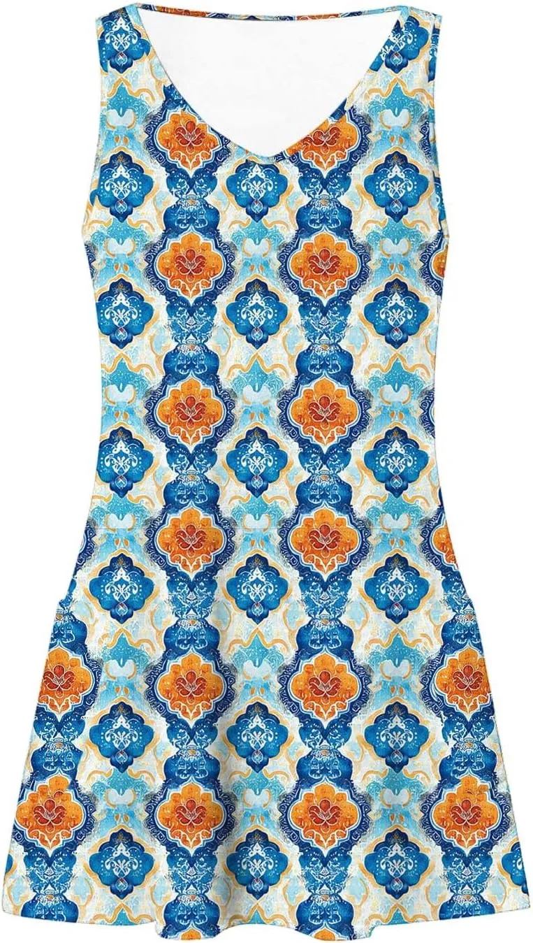Women Boho Tank Dress 2025 Sleeveless Tunic Mini Dresses Floral Print Sundress Beach Resort Wear Short