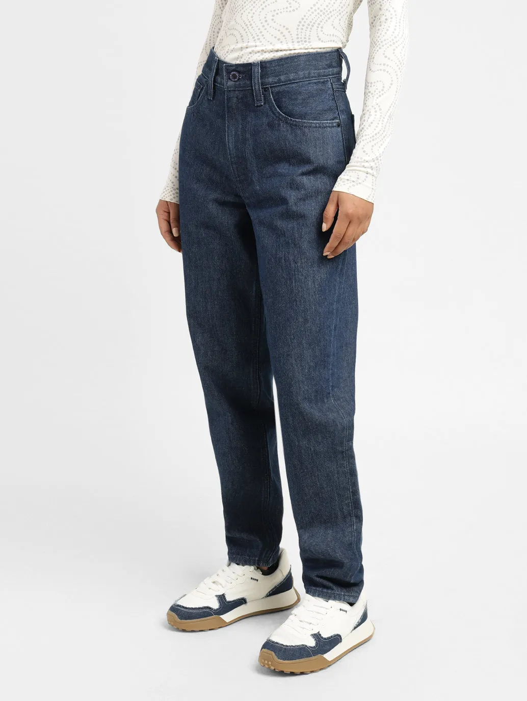 Women's 80s Blue Relaxed Fit Mid Rise Jeans