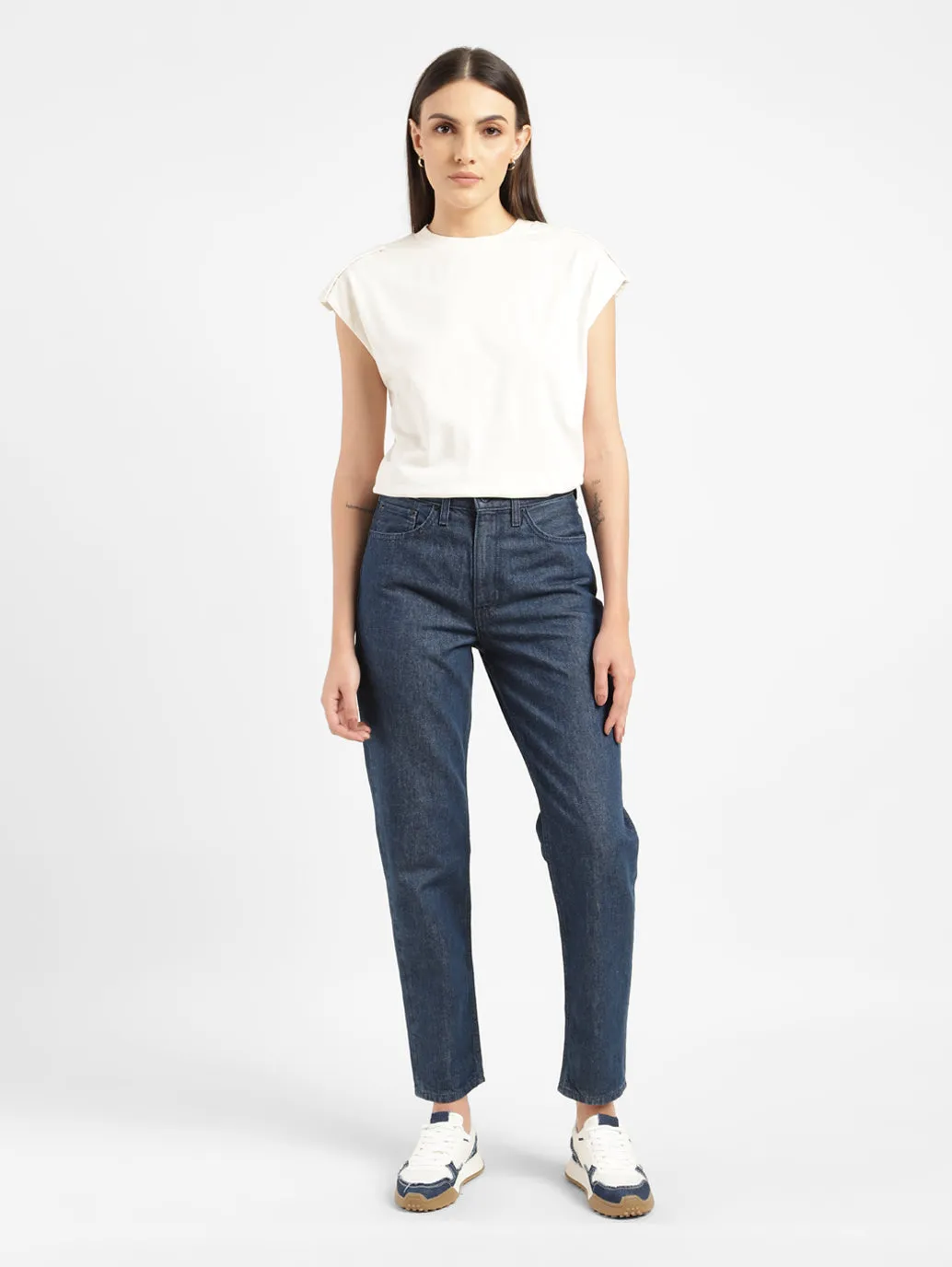 Women's 80s Blue Relaxed Fit Mid Rise Jeans