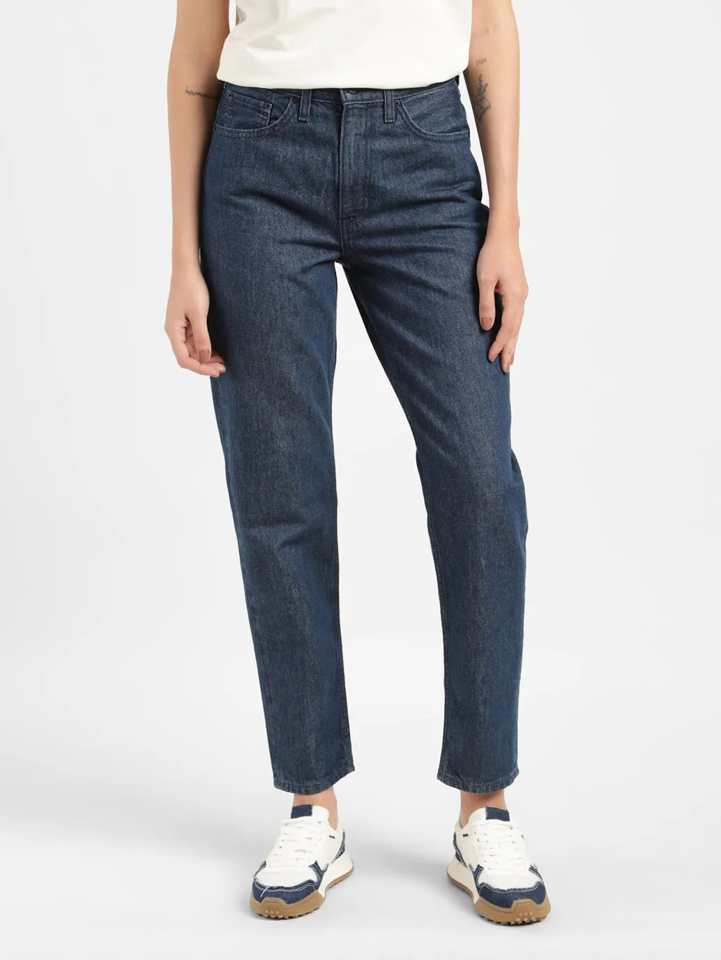 Women's 80s Blue Relaxed Fit Mid Rise Jeans