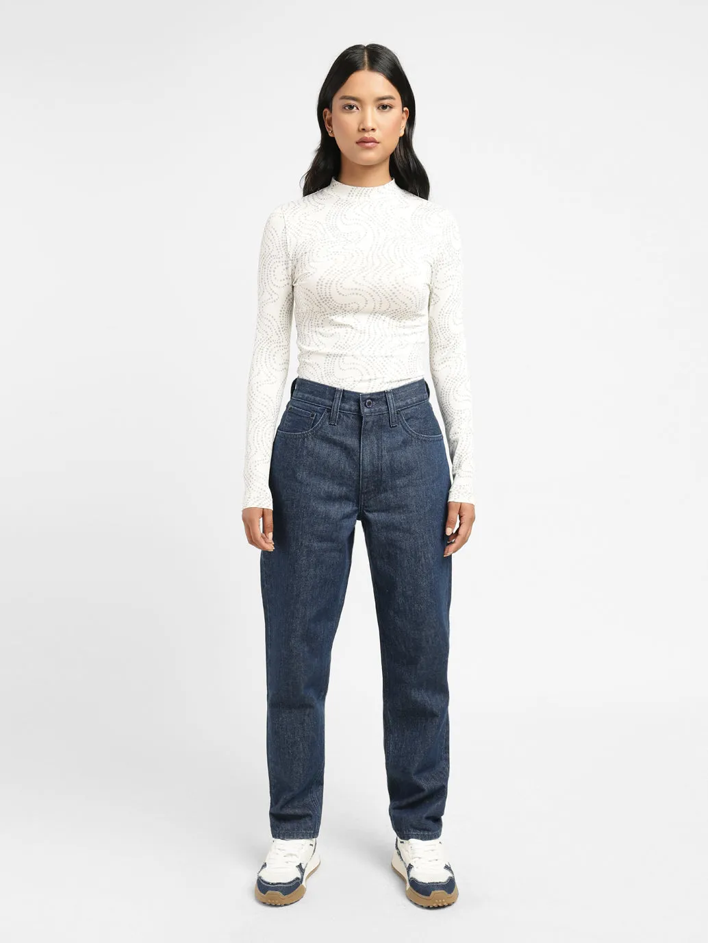 Women's 80s Blue Relaxed Fit Mid Rise Jeans
