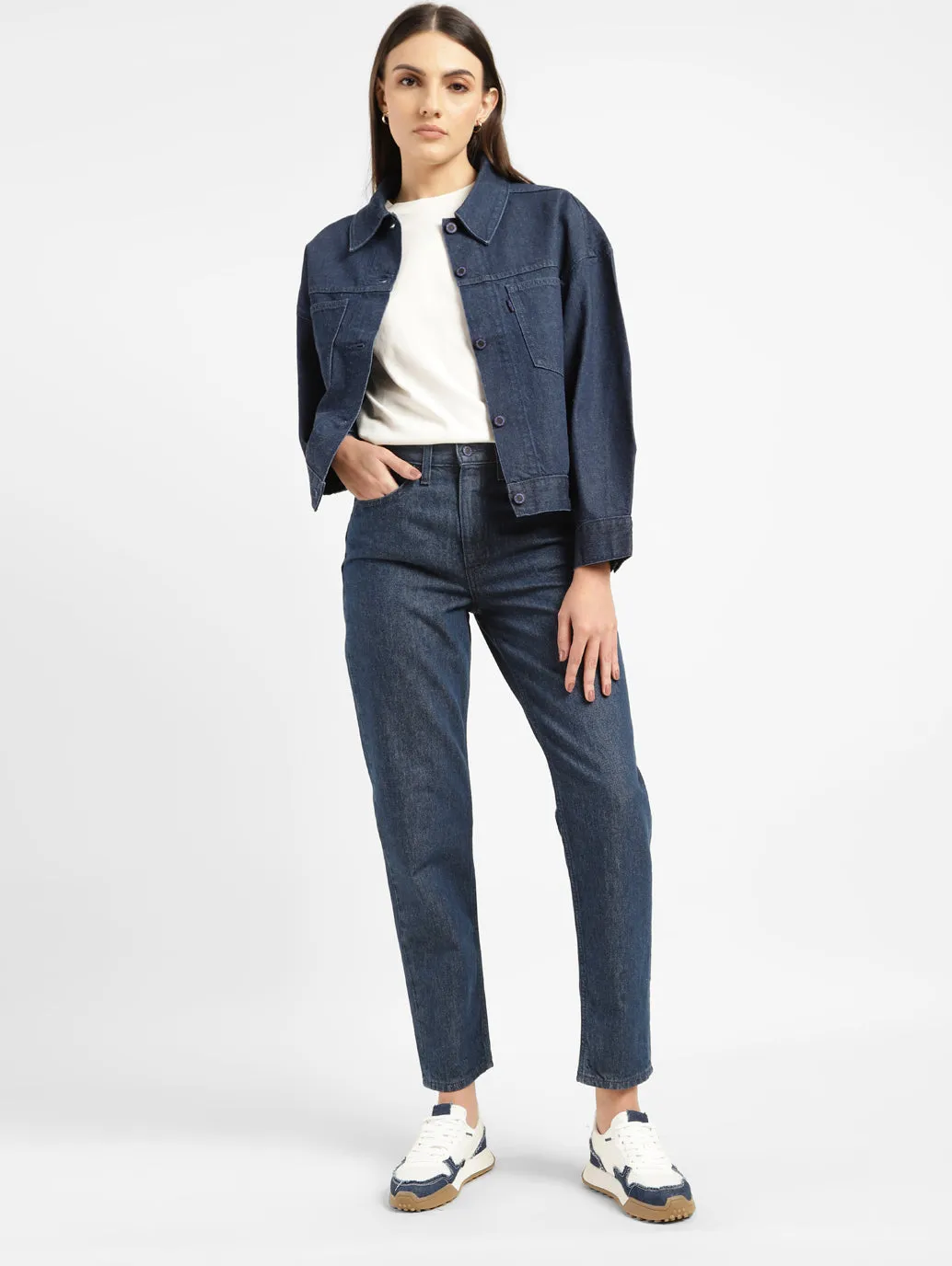 Women's 80s Blue Relaxed Fit Mid Rise Jeans