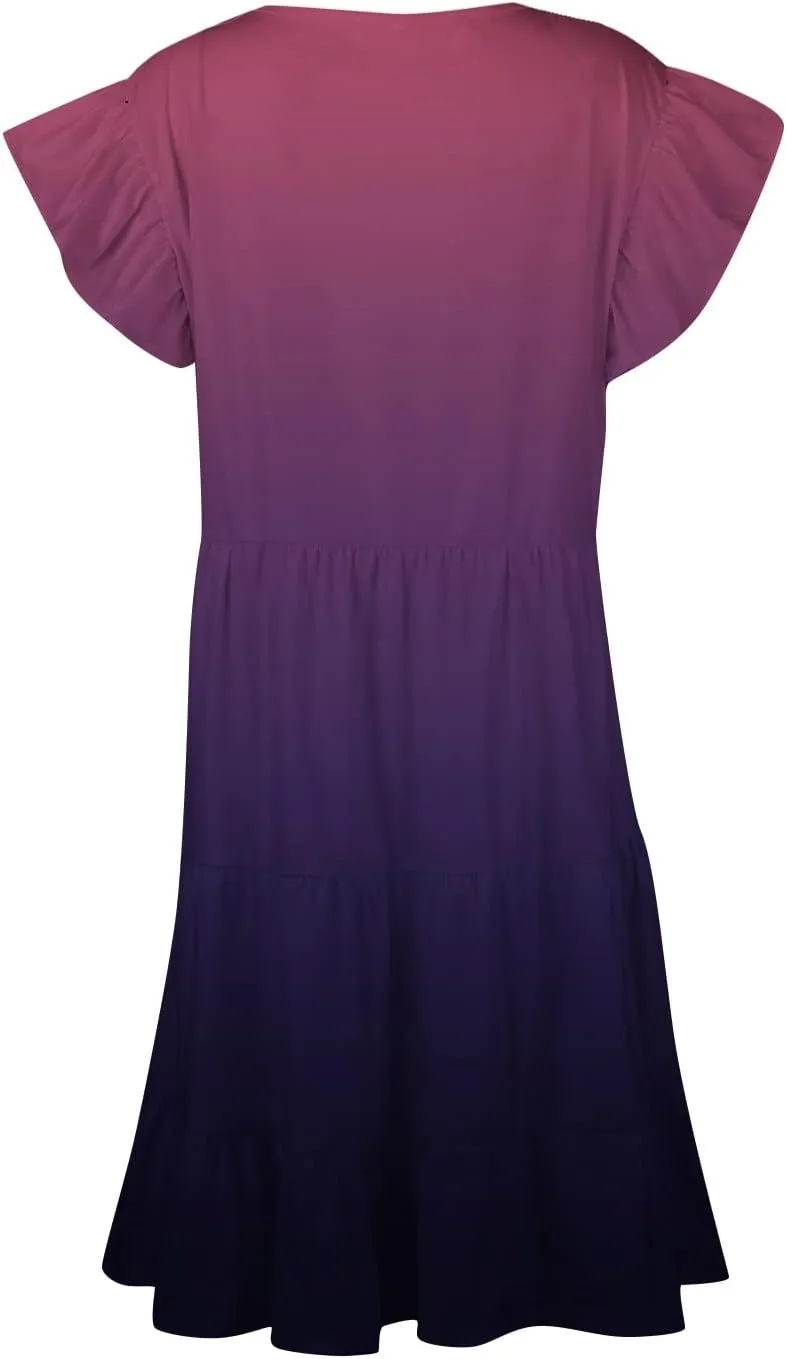 Women's Plus Size Dresses for Curvy Floral Print Short Sleeve Loose Large Hem Tshirt Dresses with Pockets