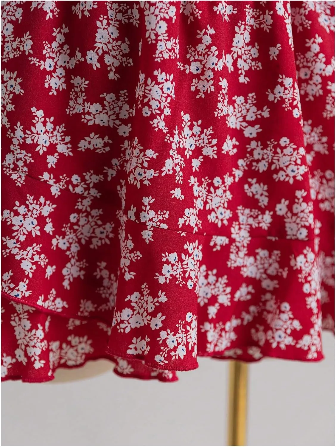 Women's Plus Size Floral Shorts Elastic High Waisted Boho Skirts Y2k Ruffle Hem Loose Skorts