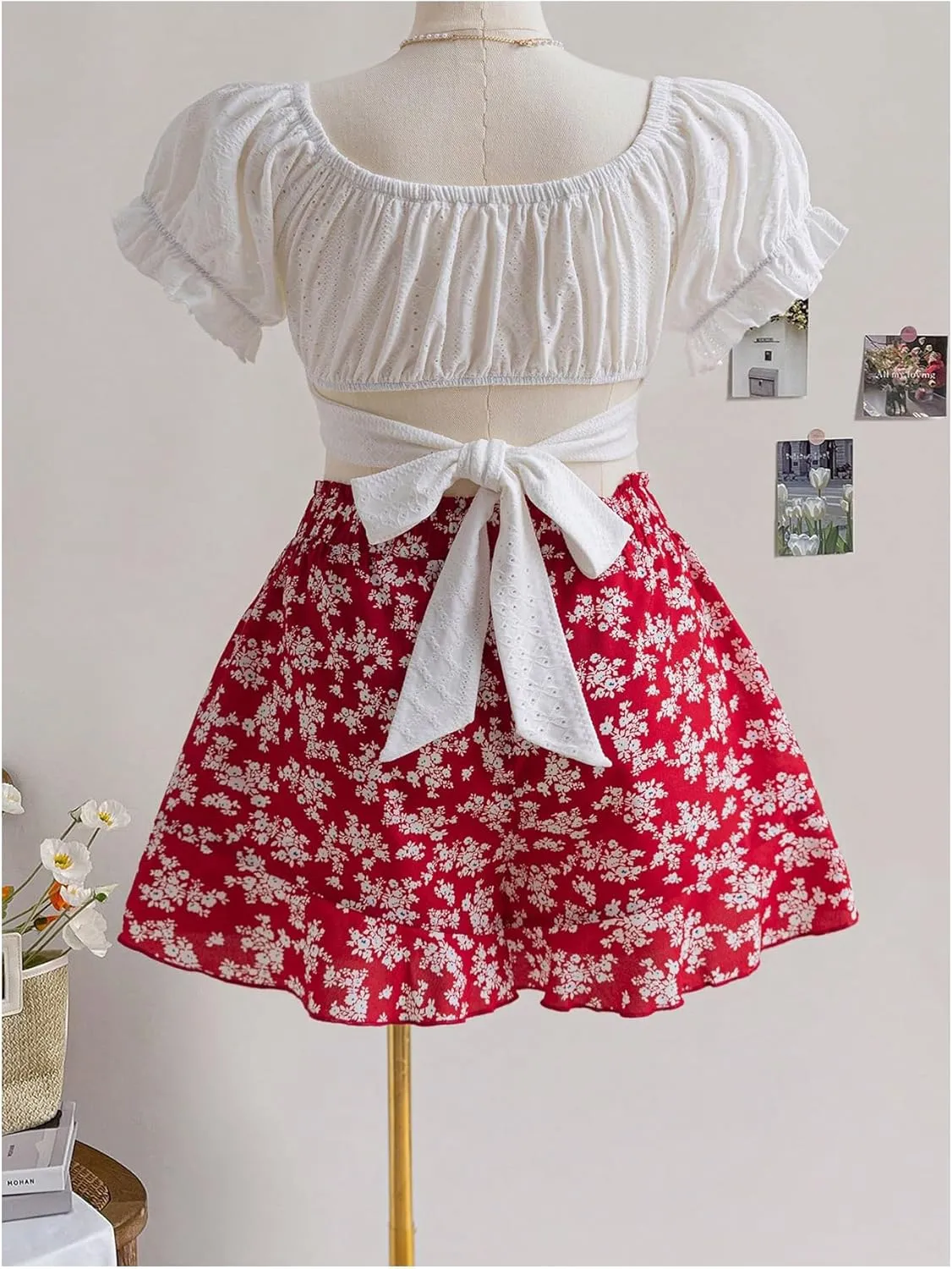 Women's Plus Size Floral Shorts Elastic High Waisted Boho Skirts Y2k Ruffle Hem Loose Skorts