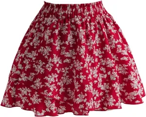 Women's Plus Size Floral Shorts Elastic High Waisted Boho Skirts Y2k Ruffle Hem Loose Skorts