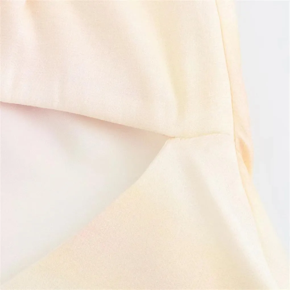 Women's Satin Tie Dye Slim Fit Camisole Dress Solid Color Casual Loose Temperament Sleeveless Dress