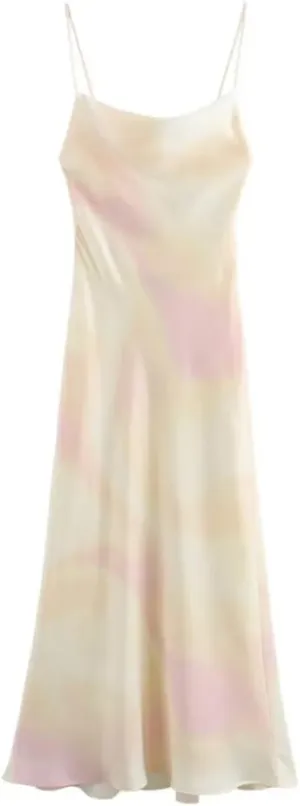 Women's Satin Tie Dye Slim Fit Camisole Dress Solid Color Casual Loose Temperament Sleeveless Dress