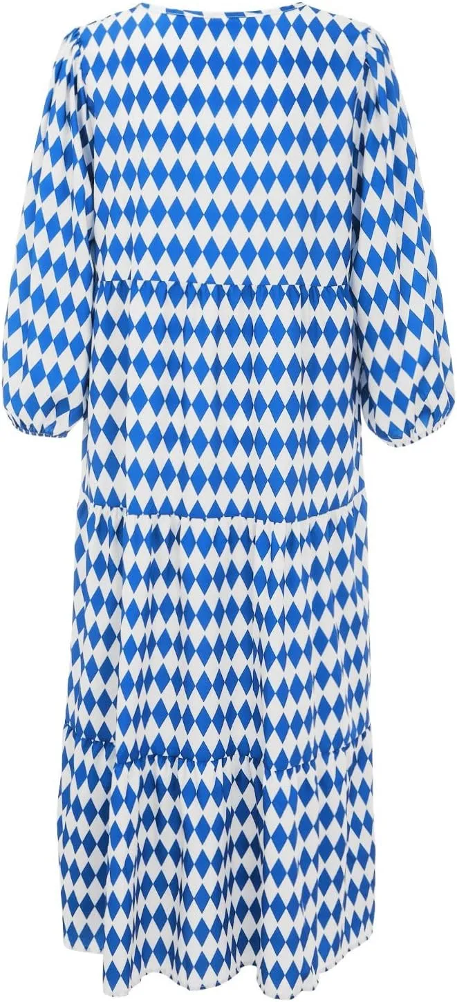 Women's Spring Dresses 2025 Long Sleeve Flowy Casual Floral Maxi Dress Front Tie Cutout Tiered Long Dress Beach Dresses