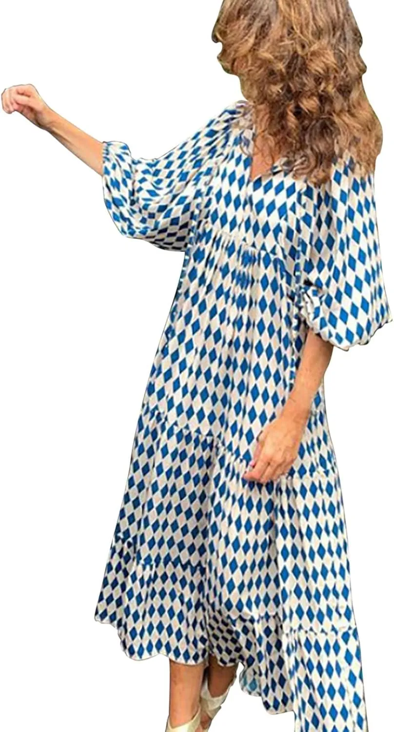 Women's Spring Dresses 2025 Long Sleeve Flowy Casual Floral Maxi Dress Front Tie Cutout Tiered Long Dress Beach Dresses