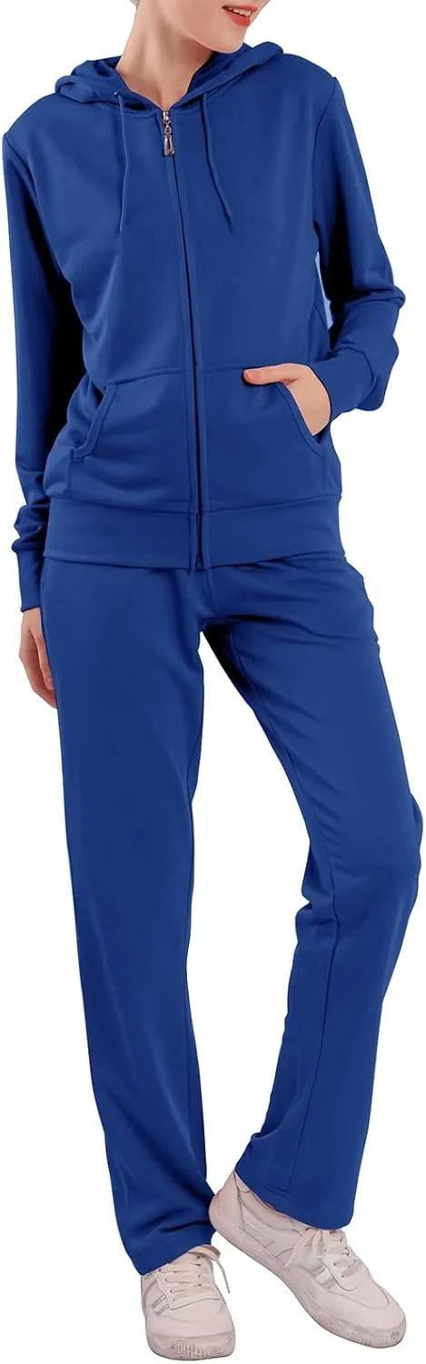 Womens Sweatsuits Set 2 Piece Jogging Suits Zip Hoodie Sweatpants Tracksuit Training Outfits LJ300 Blue X-Large