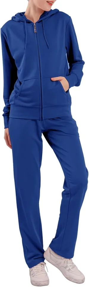 Womens Sweatsuits Set 2 Piece Jogging Suits Zip Hoodie Sweatpants Tracksuit Training Outfits LJ300 Blue X-Large