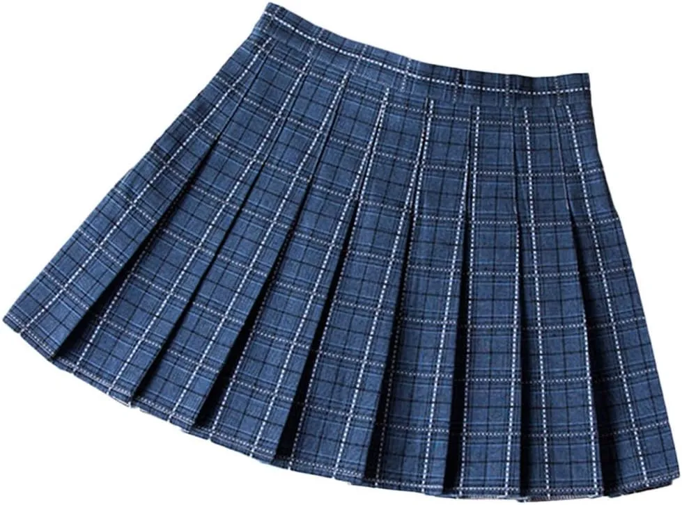 xxxiticat Women's Plaid School Skirt Summer Cute High Waisted Girls Mini Skort A-Line Short Trendy Pleated Skirt with Shorts