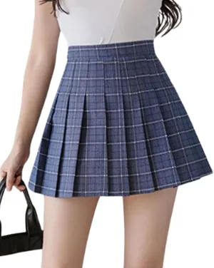 xxxiticat Women's Plaid School Skirt Summer Cute High Waisted Girls Mini Skort A-Line Short Trendy Pleated Skirt with Shorts