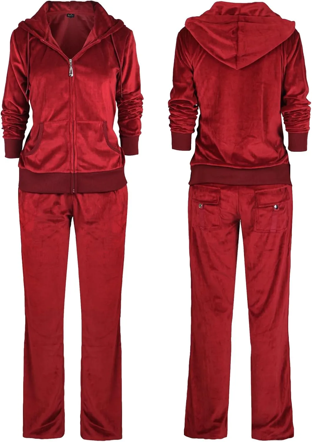 Yasumond Womens Velour Tracksuit 2 Piece Outfits Long Sleeve Zip Hooded Lounge Velvet Sweatshirt and Sweatpants Set
