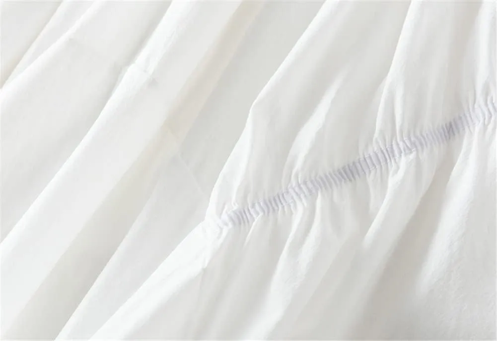 Youllyuu Elastic Waist A Line Skirt Shirring Long Summer Midi Skirts