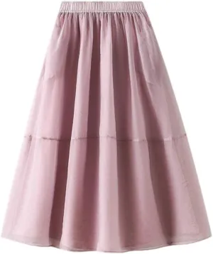 Youllyuu High Waist Mesh Skirt for Women A Line Spring Summer Long Midi Skirts