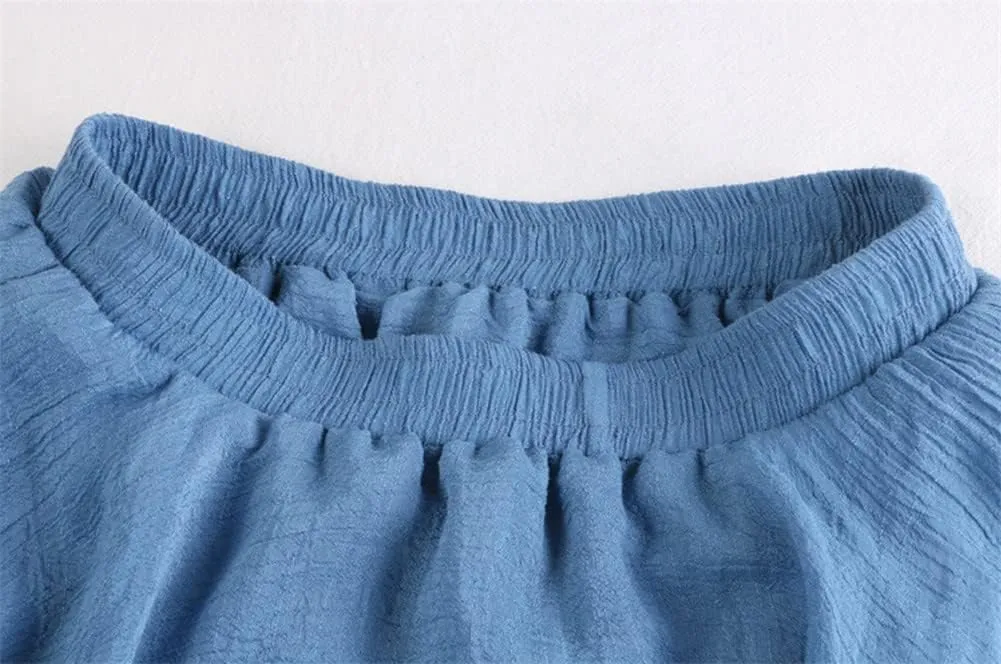 Youllyuu Irregular Skirt Women Summer High Waist Linen Midi Skirt