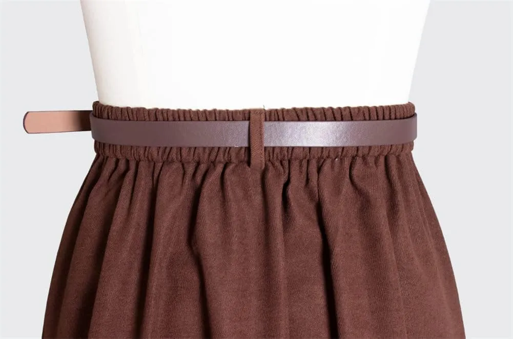 Youllyuu Spring A Line Single Breasted Decoration Women Midi Skirts Elastic Waist Skirt with Belt